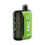 Load image into Gallery viewer, A Fume Pro 30K disposable vape in flavor Freezer Ice in a green and black design with a glowing, abstract pattern on the black side.