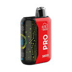Load image into Gallery viewer, A Fume Pro 30K disposable vape in flavor lush ice in a red and black design with a glowing, abstract pattern on the black side.