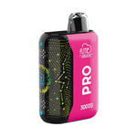 Load image into Gallery viewer, A Fume Pro 30K disposable vape in flavor watermelon wave in a pink and black design with a glowing, abstract pattern on the black side.