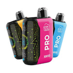 Load image into Gallery viewer, Fume Pro 30K puffs disposables in 3 flavors : Watermelon Wave (middle), Cinnamon Twist (left) and Triple Berry Ice (right).