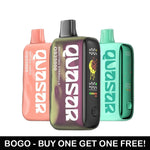 Load image into Gallery viewer, Quasar OS25000 disposable vapes – BOGO deal, flavors include Shooting Starsicle and Saturn Rings, 25,000 puffs, USB-C.