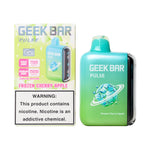 Load image into Gallery viewer, A product image of a disposable vape, the Geek Bar Pulse 15000 in the Frozen Cherry Apple flavor. The image displays both the packaging box on the left and the device itself on the right.