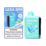 Load image into Gallery viewer, A product image of a disposable vape, the Geek Bar Pulse 15000 in the Iceymintz flavor. The image displays both the packaging box on the left and the device itself on the right.