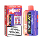 Load image into Gallery viewer, Adjust MyFlavor Rechargeable Disposable Vape in Watermelon B Pop flavor, showing the device and packaging with '6 adjustable flavors' feature.