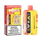 Load image into Gallery viewer, Adjust MyFlavor Rechargeable Disposable Vape in Watermelon Mango Peach flavor, showing the device and packaging with '6 adjustable flavors' feature.