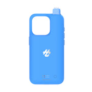 HumoCase Blue Razz Ice 30K Puffs Disposable Vape Phone Case – integrated iPhone case and rechargeable vape device with blue raspberry menthol flavor, 5% nicotine.