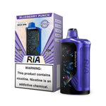 Load image into Gallery viewer, Box of RIA NV30K in flavor Blueberry Punch (left side) with its device (right side) in color blueberry with black screen.
