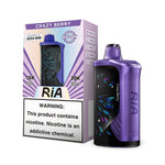 Load image into Gallery viewer, Box of RIA NV30K in flavor Peach Gummy (left side) with its device (right side) in color berry-tone with black screen.
