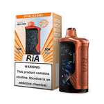Load image into Gallery viewer, Box of RIA NV30K in flavor Dualicious (left side) with its device (right side) in color orange with black screen.
