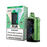 Load image into Gallery viewer, Box of RIA NV30K in flavor Miami Mint (left side) with its device (right side) in color mint green color with black screen.
