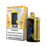 Load image into Gallery viewer, Box of RIA NV30K in flavor Pineapple Lime (left side) with its device (right side) in color yellow with black screen.
