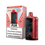 Load image into Gallery viewer, Box of RIA NV30K in flavor Watermelon Ice (left side) with its device (right side) in color red with black screen.
