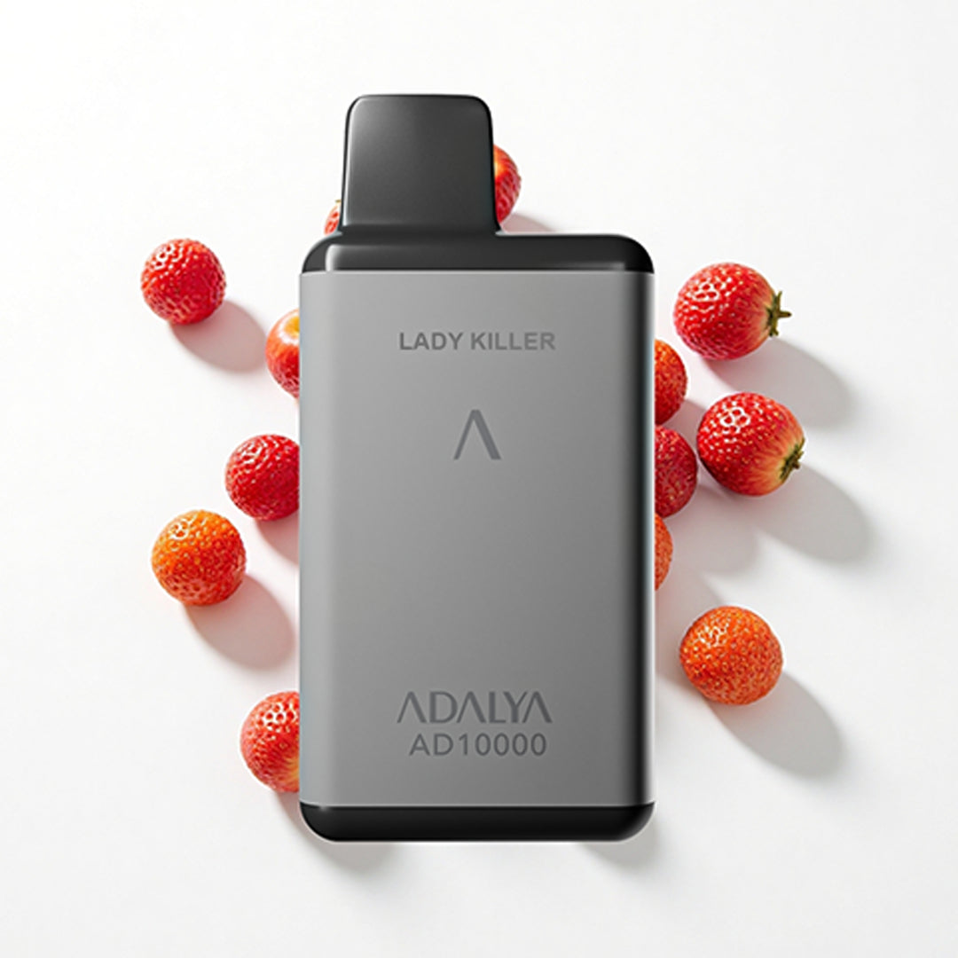 Adalya AD10000 LADY KILLER flavor disposable vape pen, 10K puffs, likely strawberry or mixed berry flavor.