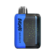 BIGMO BRIGHT disposable vape in Blueberry Mint flavor, featuring a blue side panel and a glowing constellation design.