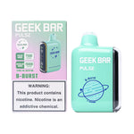 Load image into Gallery viewer, A product image of a disposable vape, the Geek Bar Pulse 15000 in the B-Burst flavor. The image displays both the packaging box on the left and the device itself on the right.
