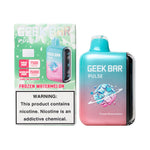 Load image into Gallery viewer, A product image of a disposable vape, the Geek Bar Pulse 15000 in the Frozen Watermelon flavor. The image displays both the packaging box on the left and the device itself on the right.
