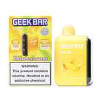 Load image into Gallery viewer, A product image of a disposable vape, the Geek Bar Pulse 15000 in the Pineapple Savers flavor. The image displays both the packaging box on the left and the device itself on the right.
