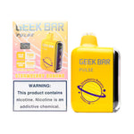 Load image into Gallery viewer, A product image of a disposable vape, the Geek Bar Pulse 15000 in the Strawberry Banana flavor. The image displays both the packaging box on the left and the device itself on the right.
