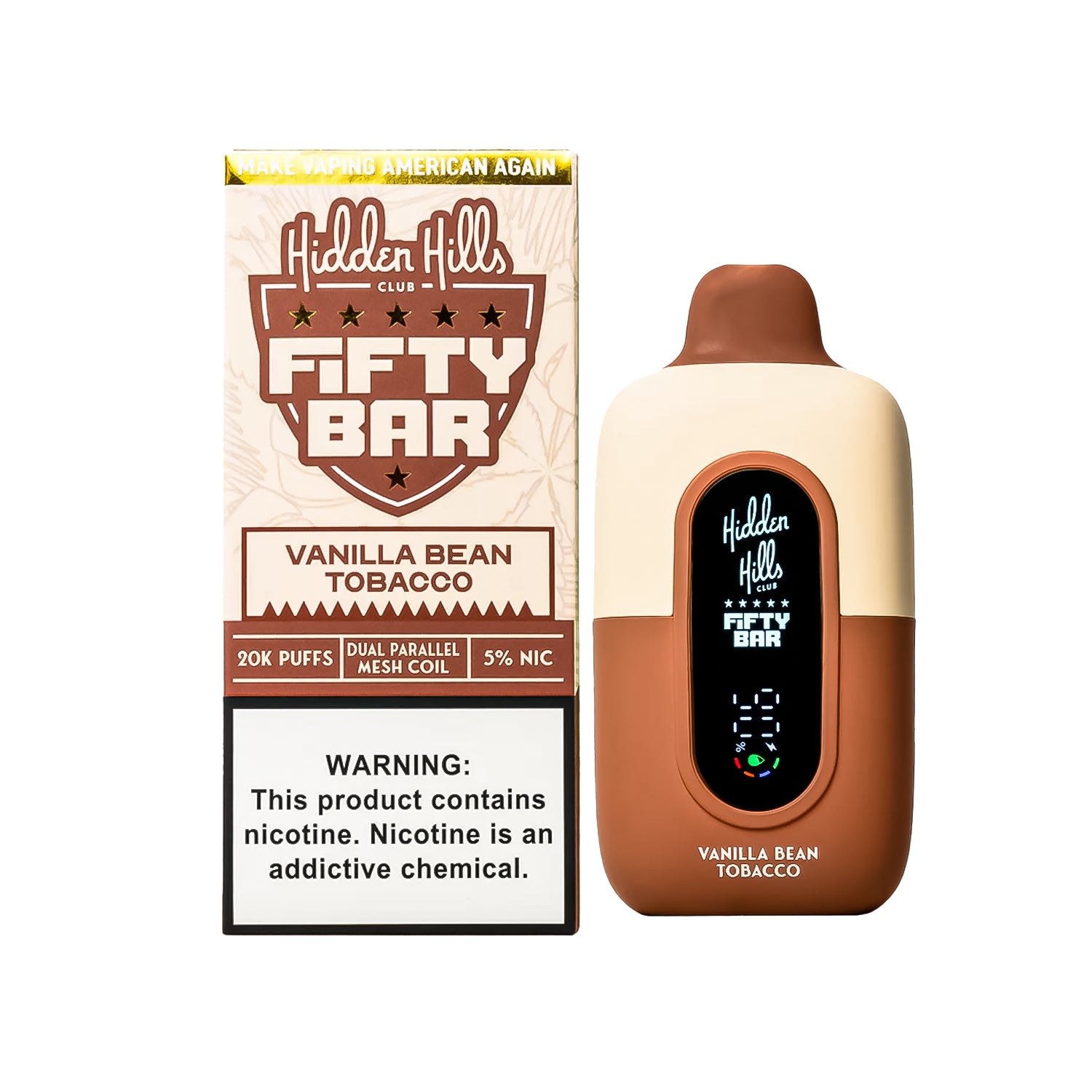 fifty bar vape vanilla bean tobacco Hidden Hills x Fifty Bar