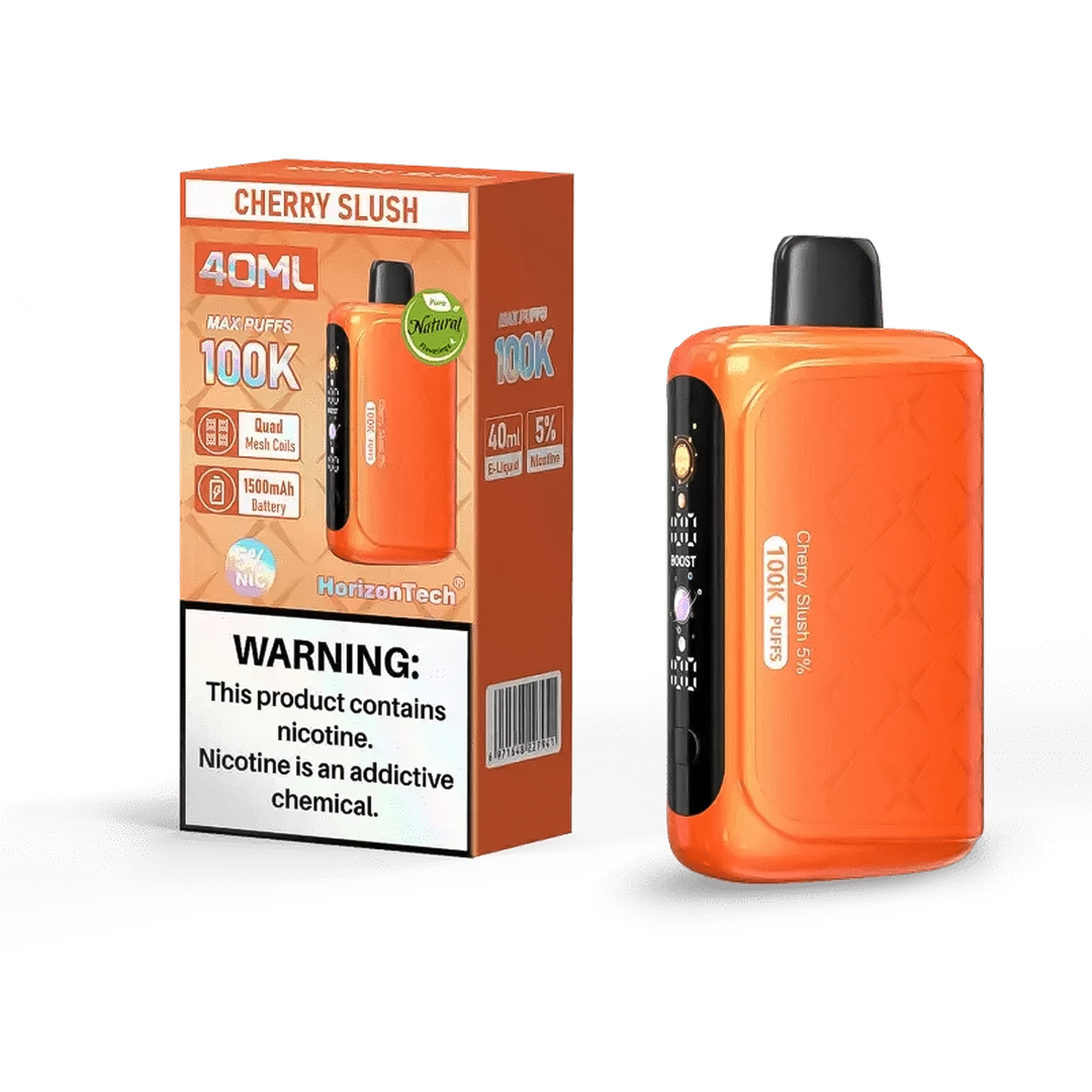 HorizonTech 100K Disposable Vape Device Cherry Slush flavor, 40ml 100000 puffs, 5% nicotine strength