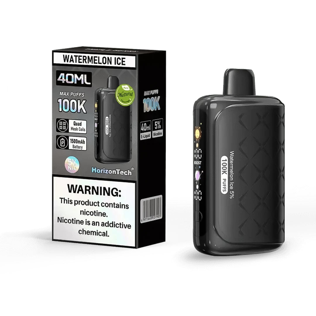 HorizonTech 100K Disposable Vape Device Watermelon Ice flavor, 40ml 100000 puffs, 5% nicotine strength