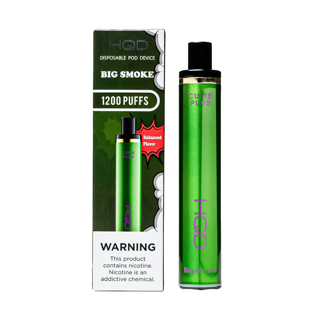 HQD Cuvie Plus in Big Smoke flavor disposable vape – compact design, up to 1,200 puffs