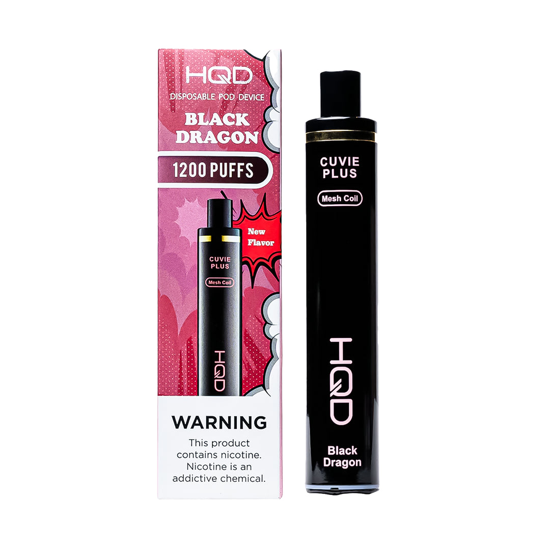 HQD Cuvie Plus in Black Dragon flavor disposable vape – compact design, up to 1,200 puffs