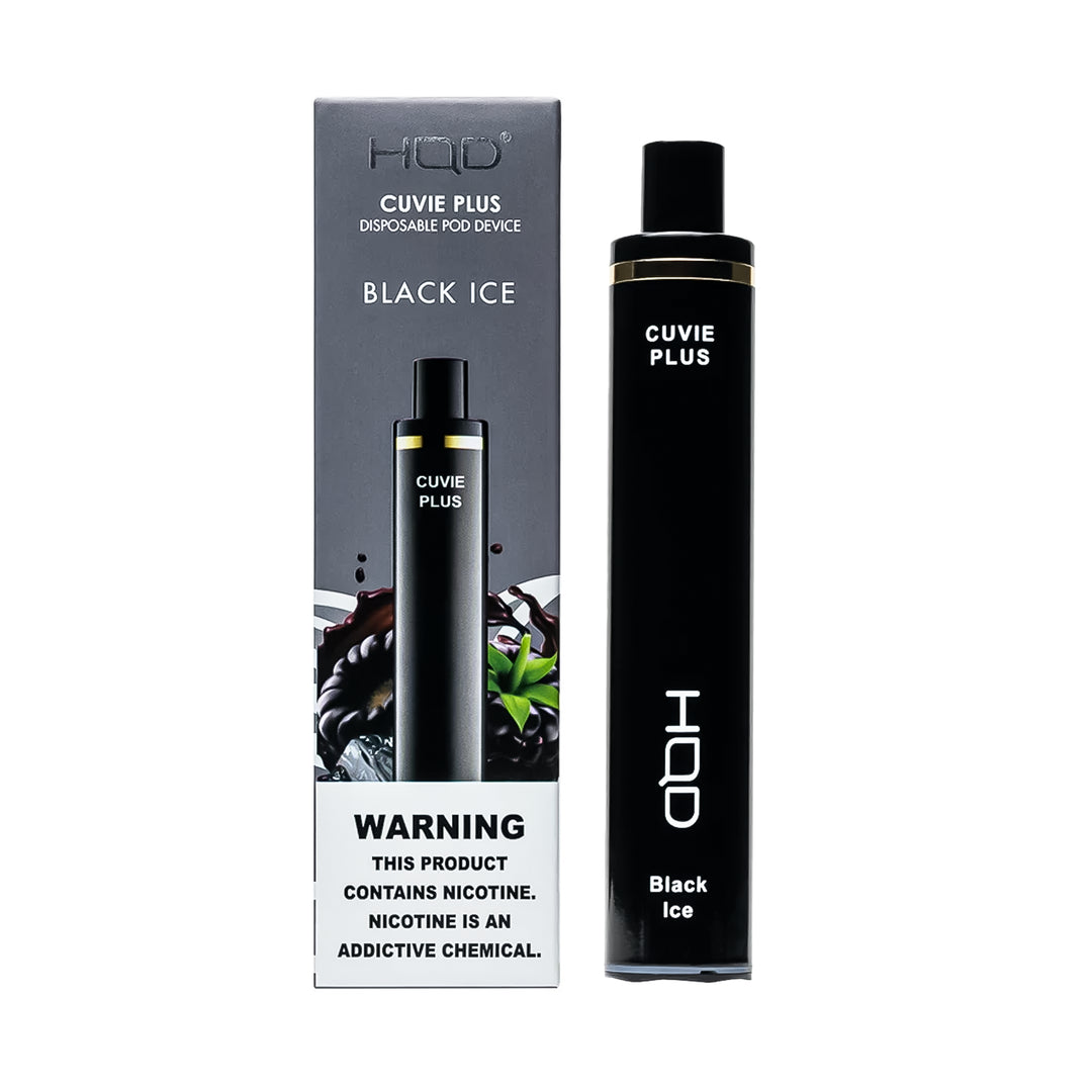 HQD Cuvie Plus in Black Ice flavor disposable vape – compact design, up to 1,200 puffs