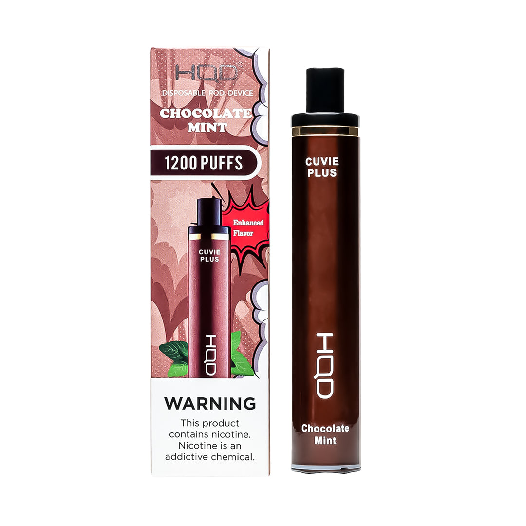HQD Cuvie Plus Chocolate Mint flavor disposable vape – compact design, up to 1,200 puffs