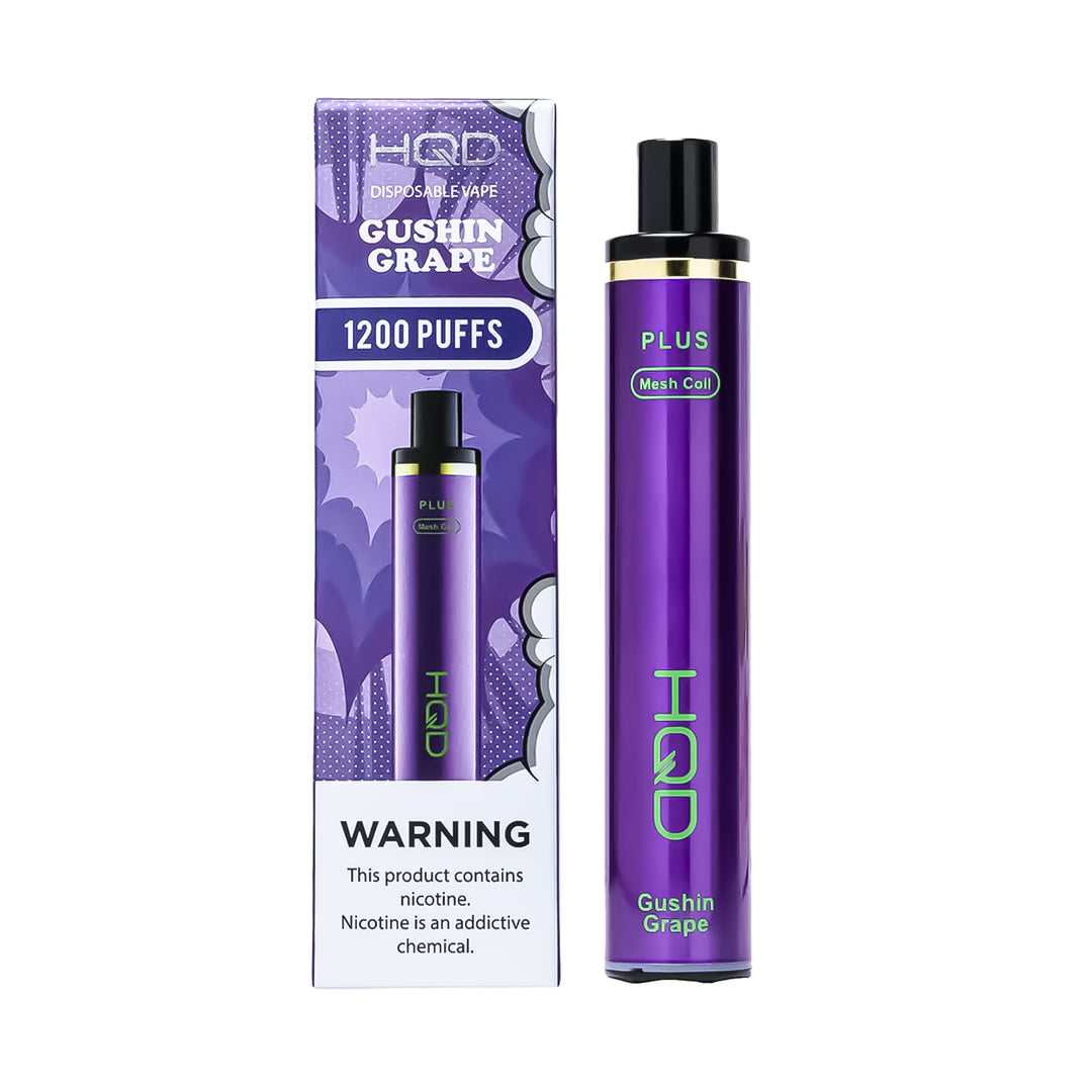 HQD Cuvie Plus Gushin Grape flavor disposable vape – compact design, up to 1,200 puffs