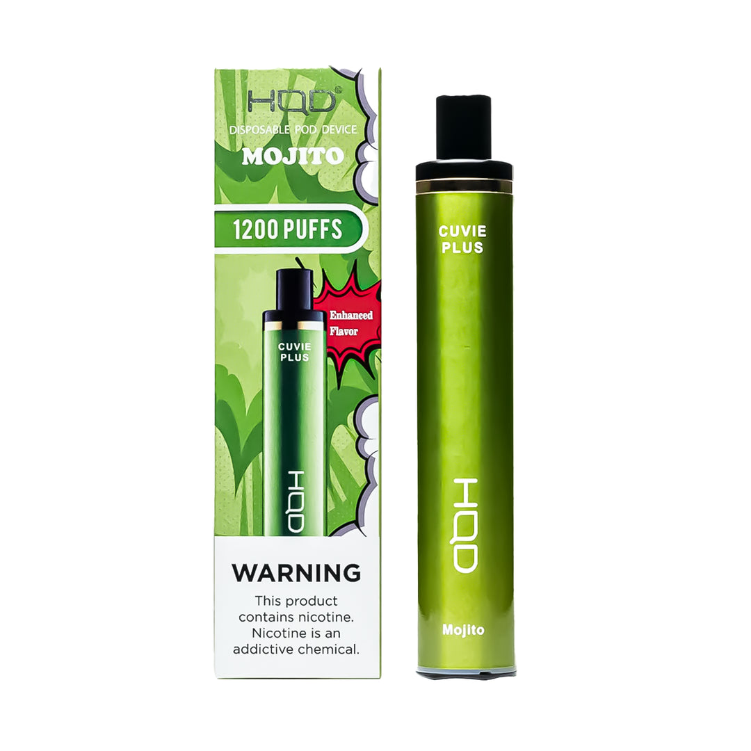 HQD Cuvie Plus Mojito flavor disposable vape – compact design, up to 1,200 puffs