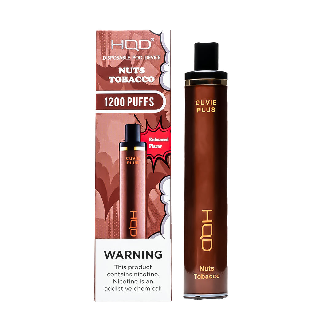 HQD Cuvie Plus Nuts Tobacco flavor disposable vape – compact design, up to 1,200 puffs