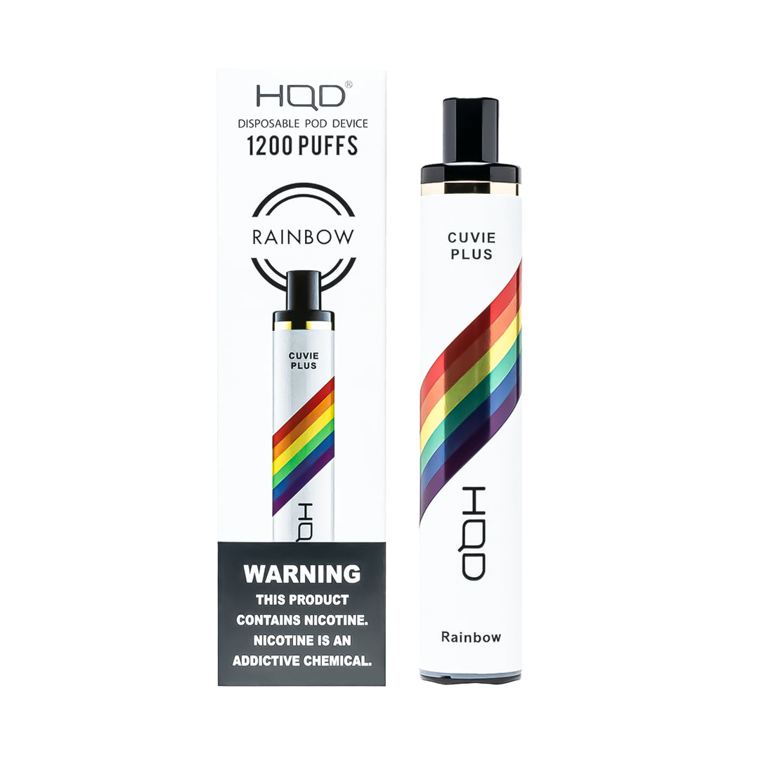 HQD Cuvie Plus Rainbow flavor disposable vape – compact design, up to 1,200 puffs