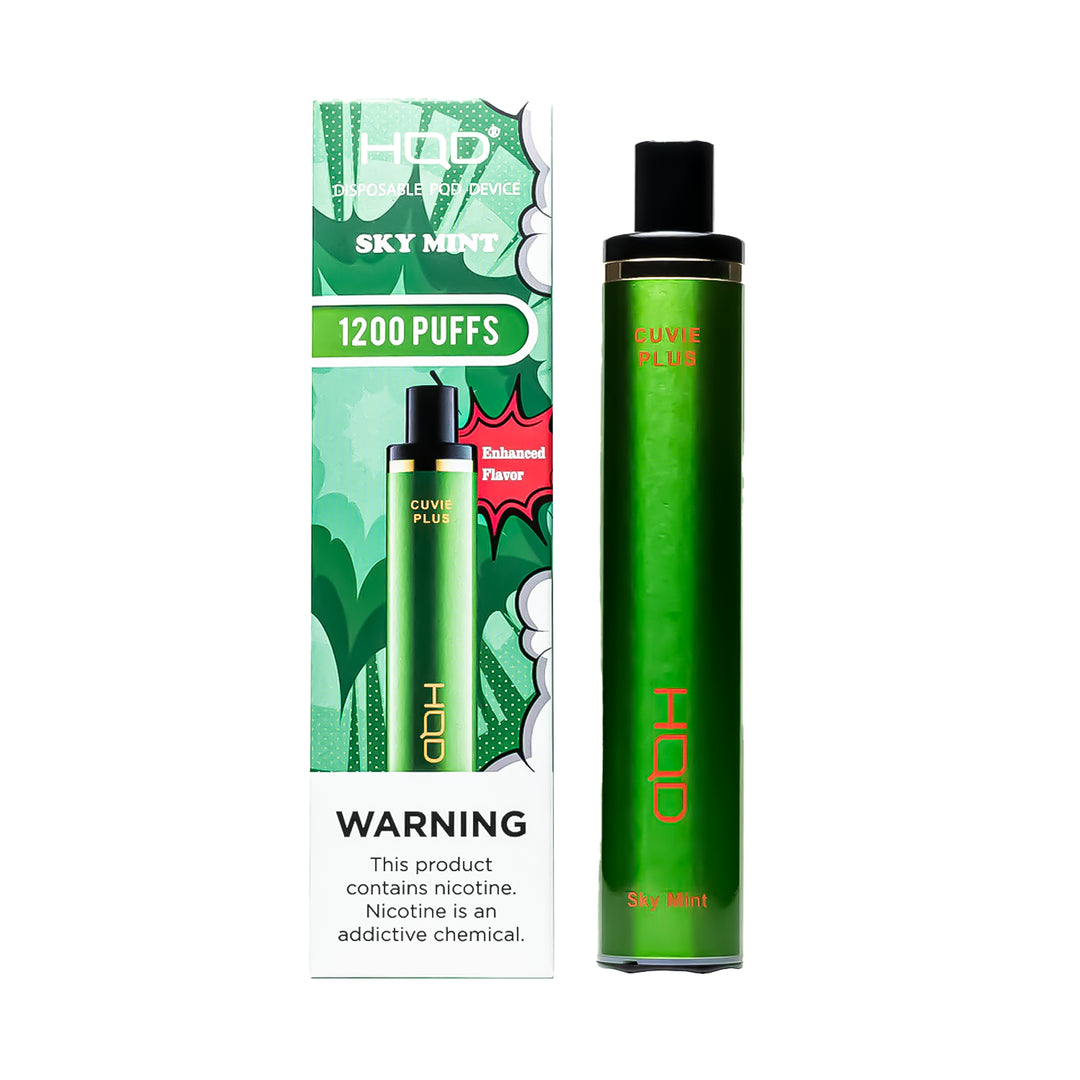 HQD Cuvie Plus Sky Mint flavor disposable vape – compact design, up to 1,200 puffs