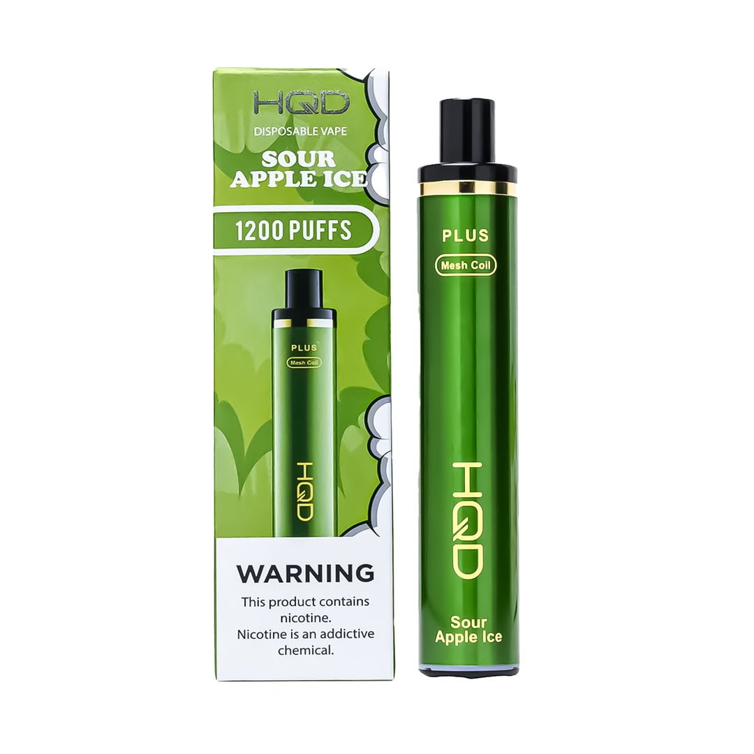 HQD Cuvie Plus Sour Apple Ice flavor disposable vape – compact design, up to 1,200 puffs