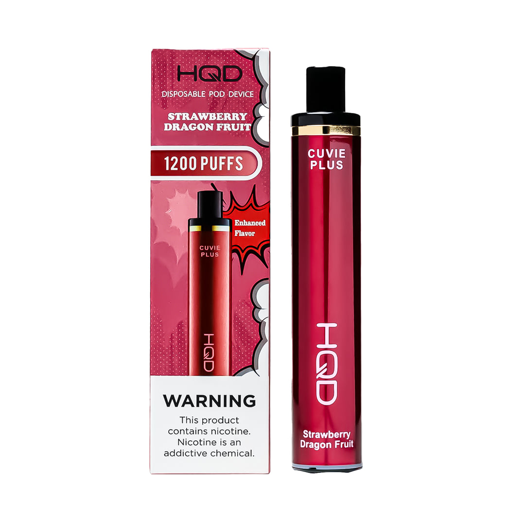 HQD Cuvie Plus Strawberry Dragon Fruit flavor disposable vape – compact design, up to 1,200 puffs