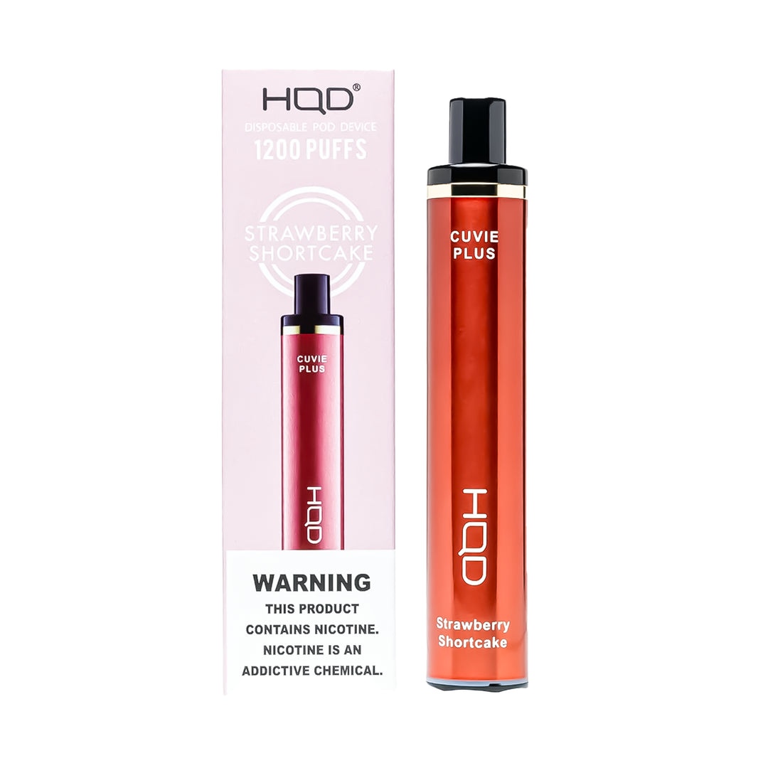 HQD Cuvie Plus Strawberry Shortcake flavor disposable vape – compact design, up to 1,200 puffs