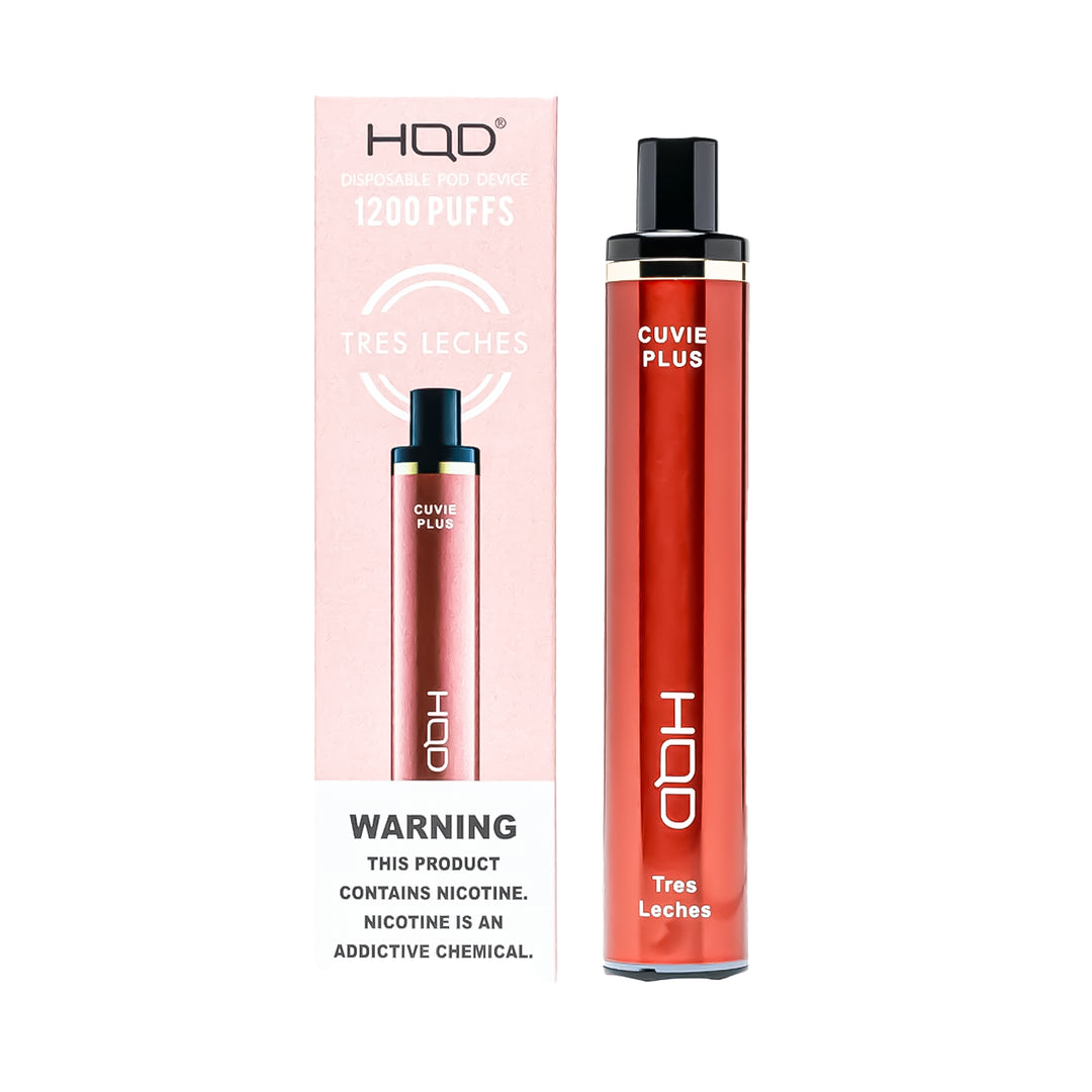 HQD Cuvie Plus Tres Leches flavor disposable vape – compact design, up to 1,200 puffs