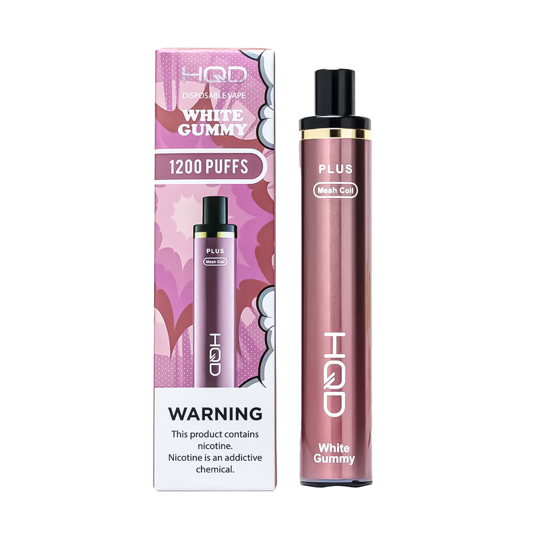 HQD Cuvie Plus White Gummy flavor disposable vape – compact design, up to 1,200 puffs